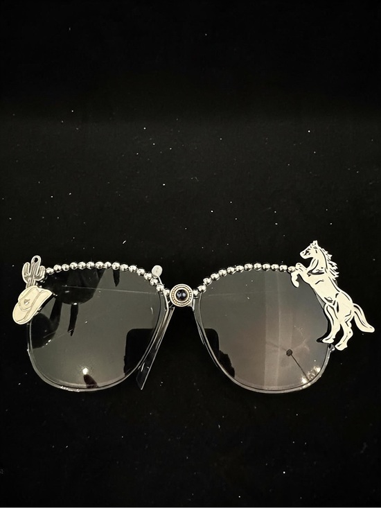 Silver Embellished Black‎ Lens Women\'s Sunglasses - Designer Style main image 5